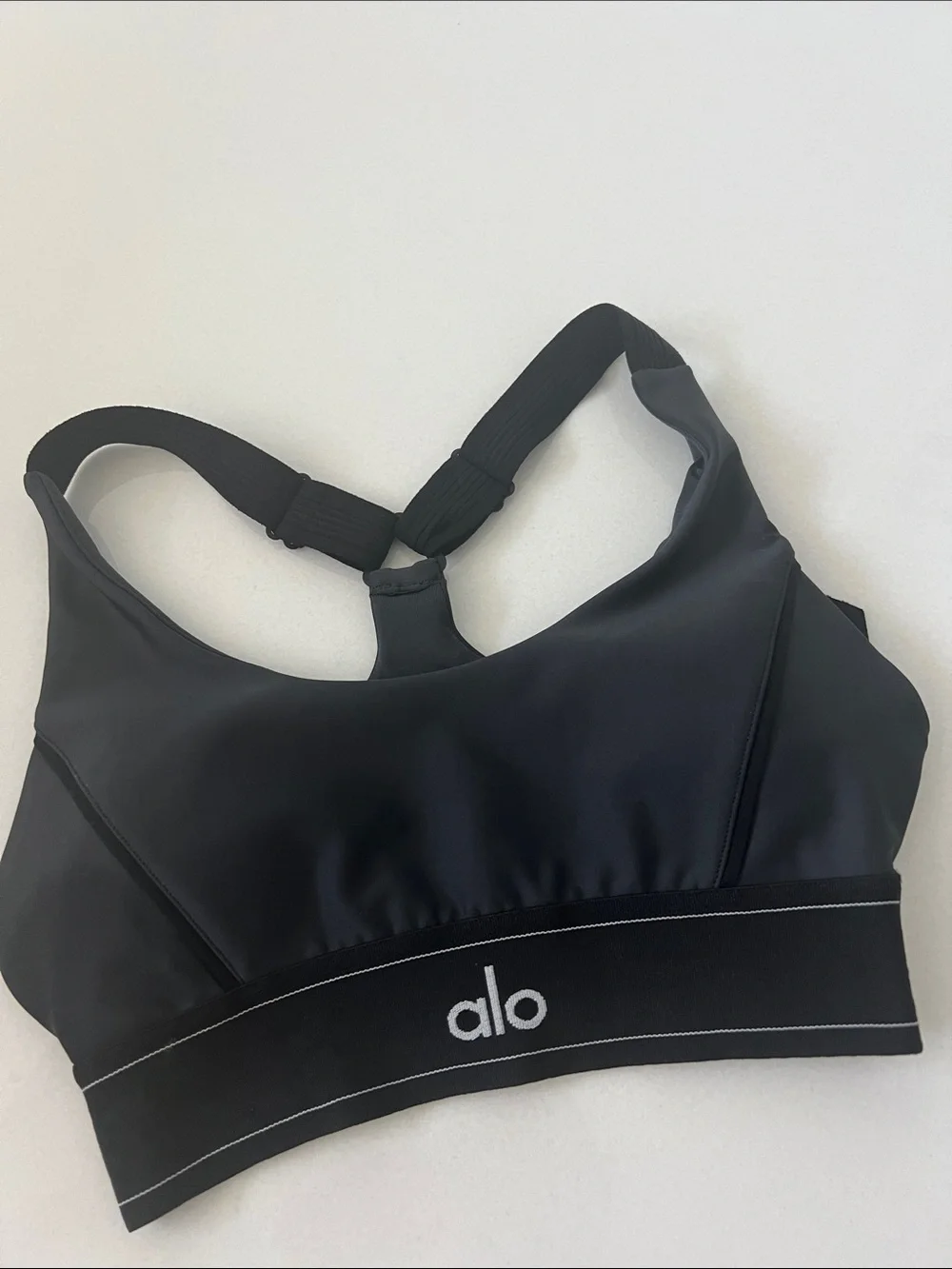 ALO Yoga Black Sports Bras with White Trim Duo bundle XS